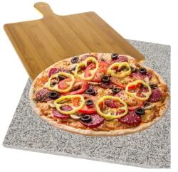 Ruhhy Gránit pizza sütőkő 38x36 cm bambusz lapáttal, 7 kg (00024264)