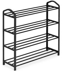 ModernHome Fekete fém cipőtartó polc, 4 szintes, 12 pár cipőhöz (XJ43K BLACK)