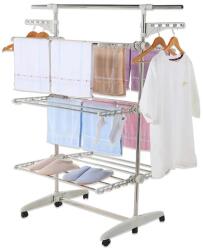 Herzberg Home & Living Háromszintes, összecsukható ruhaszárító állvány kerekekkel, 20 m kapacitás (HG-5015WHT) Ruhaszárító