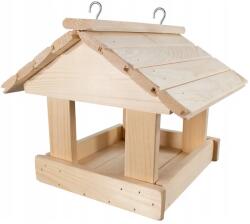 WOODOK Fa madáretető száraz lucfenyőből, 25×30×28 cm, fém akasztókkal (84913)
