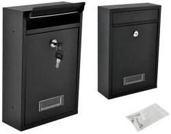 Malatec S6237 fekete, galvanizált acél postaláda újságtartóval 32×22×9 cm (00006237)
