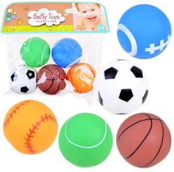 Jokomisiada Színes sípoló gumilabda szett gyerekeknek, 5 db, 5 cm (15683)