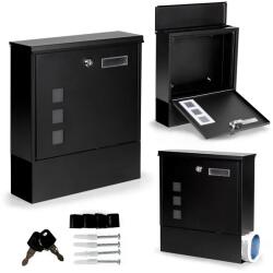 ModernHOME Fekete, zárható galvanizált acél postaláda újságtartóval, falra-kerítésre (HPB2210-GS BLACK)