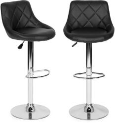 ModernHome Állítható magasságú, forgatható bárszék krómozott vázzal, fekete ökobőr (PJJBS0022)