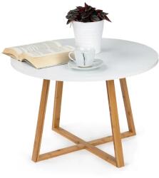 ModernHOME Skandináv dohányzóasztal, 60 cm, fehér MDF lap, bambusz lábak (RH1902-04)