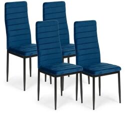 MEBELKI24 4 db kék bársony étkezőszék, magas támlával, acél lábakkal (VELVET4NIEBIESKI4)