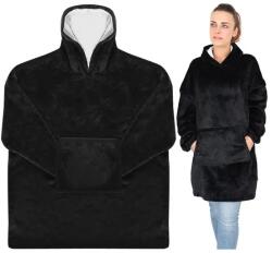 Ruhhy Fekete oversize XXL plüss kapucnis takaró pulóver, uniszex, 190×120 cm (00009388)