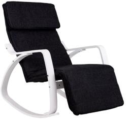 ModernHome Fehér-fekete állítható lábtartós hintaszék, 120 kg teherbírás (TXRC-03 WHITE)