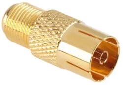 Lechpol Aranyozott F aljzat-TV antennacsatlakozó redukció, réz, 75 Ohm (64605)