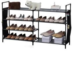 Herzberg 7 szintes cipőtartó állvány, 20 párhoz, 112×27×70 cm, fekete (HG-03312)
