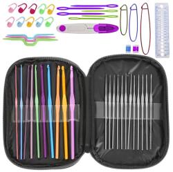 Ruhhy 50 darabos horgolótű készlet tokban, 0.6-6.5 mm alumínium (00010317)