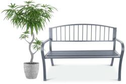 Longwell Industrial Ltd Kerti pad háttámlával, grafitszürke acél/öntöttvas, 125 cm (G-823)