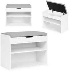 ModernHome Fehér cipős szekrény ülőkés paddal, 2 polc, 60×30×47 cm (CHXG01)