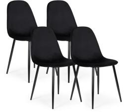 ModernHOME 4-részes fekete bársony étkező- és nappali szék készlet, acél lábakkal (J933 BLACK)