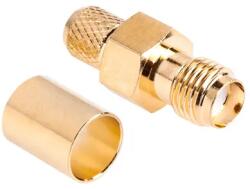 Lechpol SMA női csatlakozó, krimpelhető, H-155 kábelhez, arany (65230)