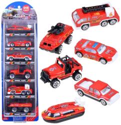 Jokomisiada Fém tűzoltóautó szett 6 db, visszahúzhatós, 7 cm modell (15963)