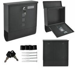 ModernHOME Antracit acél postaláda zárható, újságtartóval, falra/kerítésre (HPB2210-GS)