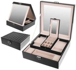 Beautylushh Fekete ékszerdoboz tükörrel és zárható kulccsal, 25, 5×25, 5×30 cm (00008896)