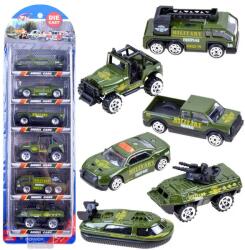 Jokomisiada Fém katonai kisautó készlet, 6 db, 7 cm, mozgó elemekkel (15964)