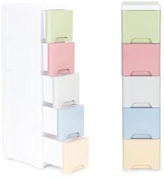 ModernHOME Műanyag gurulós polc 5 színes fiókkal, 83×32×18 cm (PJJCBS0019-05A)