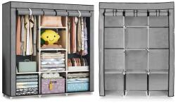 ModernHome Textil szekrény 126×43, 5×177 cm, 8 polc, 2 akasztórúd, cipőtartó (PJJSC002)