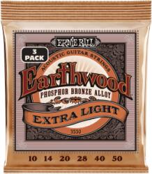 Ernie Ball EARTHWOOD PHOSPHOR BRONZE EXTRA LIGHT 10-50 3 Pack - arkadiahangszer