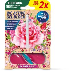 Ambi Pur WC Active Gel-Block Rose & Lily 2x45 g