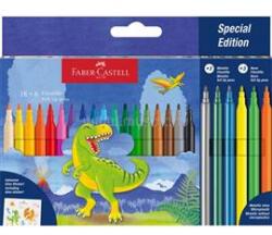Faber-Castell Dinoszaurusz 18+6 db filctoll készlet, matricával (FABER-CASTELL_FC554222) (FABER-CASTELL_FC554222)
