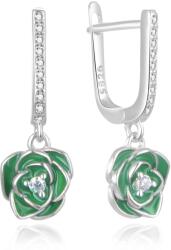 MOISS Ezüst fülbevaló Zöld rózsa E0002472