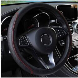 Autolife Valódi bõr kormányvédõ 38cm fekete-piros