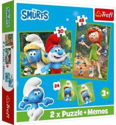 Trefl 2 az 1-ben puzzle és memóriajáték - Hupikék törpikék (93656) (93656)