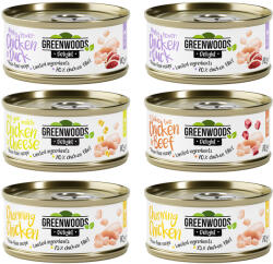 Greenwoods 6x70g Greenwoods Delight nedves macskatáp csirke vegyes próbacsomag 4 változattal