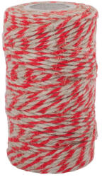 Redecker Lenzsinór, kötöző zsineg csomagolásra - piros-natúr szín - 75 m