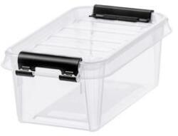 SMARTSTORE Műanyag tárolódoboz, 0, 3 liter, fekete fogantyúkkal, SMARTSTORE "Classic 0, 5", átlátszó (CSDSMART23) - primatinta