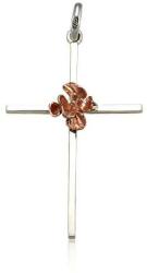 Ezüst Kereszt Medál - Rózsaszín Arany Virág - Női