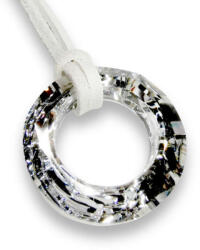 Swarovski Kristály Karika Medál - Fehér Bőr Nyaklánc