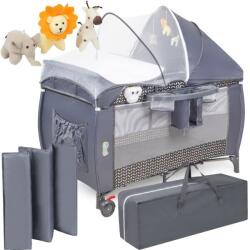  Baba utazóágy pelenkázóasztallal, szürke-fehér (STERN-SDH440)