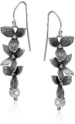  Athina Oxidált Ezüst Virág Fülbevaló - Gyönggyel