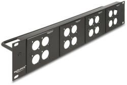 Delock D-típusú 19 Patch Panel 4 D-típusú lemezzel 86 x 86 mm méretű és 4 port 2U fekete
