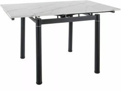 SIGNAL MEBLE GD-082 Kihúzható Márvány Hatású MDF Étkezőasztal Fekete Fém Vázzal (GD082BC80)