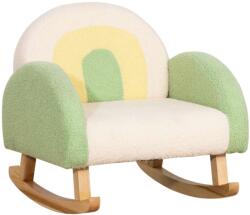  Hintaszék kisgyermekeknek aranyos design , báránybőr utánzat, eukaliptusz fa zöld + sárga bézs (AO-310056GN)