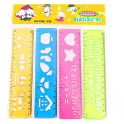  Rajzsablon, vonalzó 4db-os betűkkel, számokkal, alakzatokkal