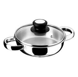 INOXIBAR Forma Cristal rozsdamentes lábas/szeletsütő 16 4.7 cm üveg fedővel, 1 L, 18 % inox (60966)