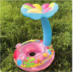  Baba úszógumi virág napellenzővel rózsaszín-kék