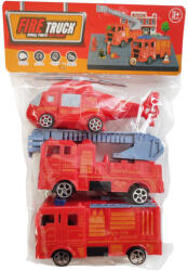 Műanyag tűzoltó járművek 3 db 10 cm