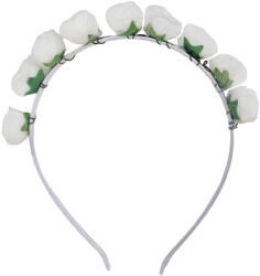  Virágos hajpánt -Fehér habszivacs rózsás hajráf