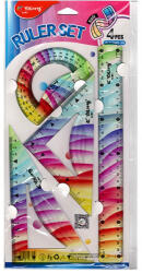 4 db-os flexibilis vonalzó szett szivárvány színben