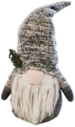  Karácsonyi skandináv manó 40 cm- Szürke cirmos fenyőág mintás sapkával