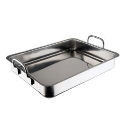 INOXIBAR rozsdamentes tepsi, fogantyúval. 18/10 acélból. Belső méret: 38, 1 x 30 x 6 cm Külső méret: 40, 5 x 32 x 6 cm (18199)