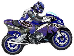  Fólia lufi, mini forma, motor, kék, kb. 30-35cm